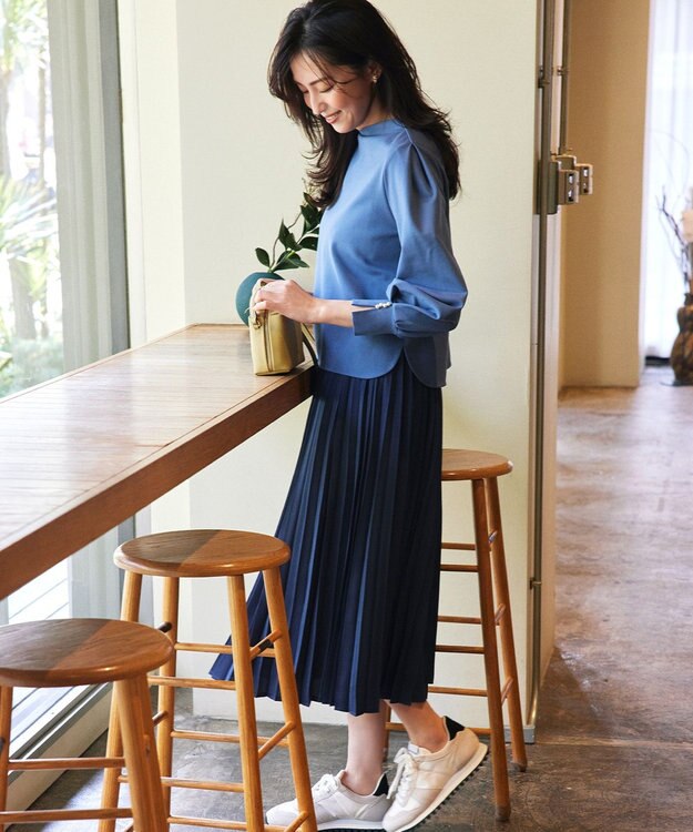 組曲 【WEB限定・2SET】ポンチトップス×プリーツスカートセットアップ ブルー×ネイビー系