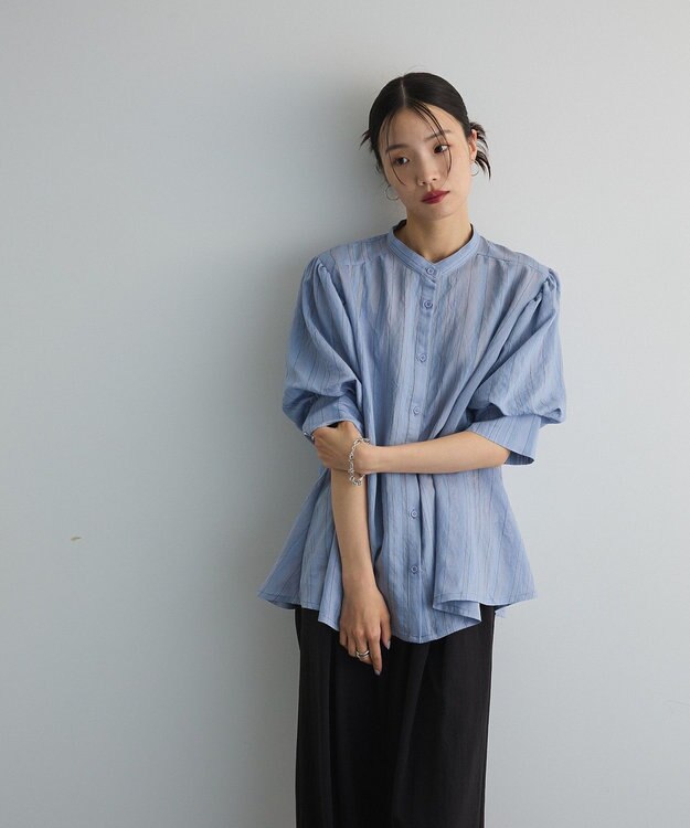 Green Parks ２ＷＡＹボウタイバルーンスリーブブラウス Sax