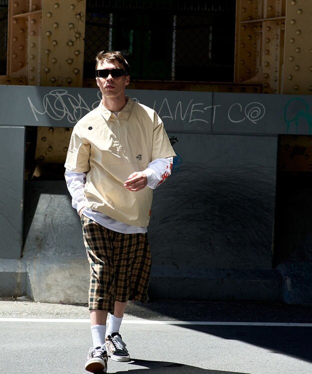 PW CIRCULUS 【撥水加工/ ストレッチ】【MEN】ハーフジップシャツ ゴルフ アイボリー系