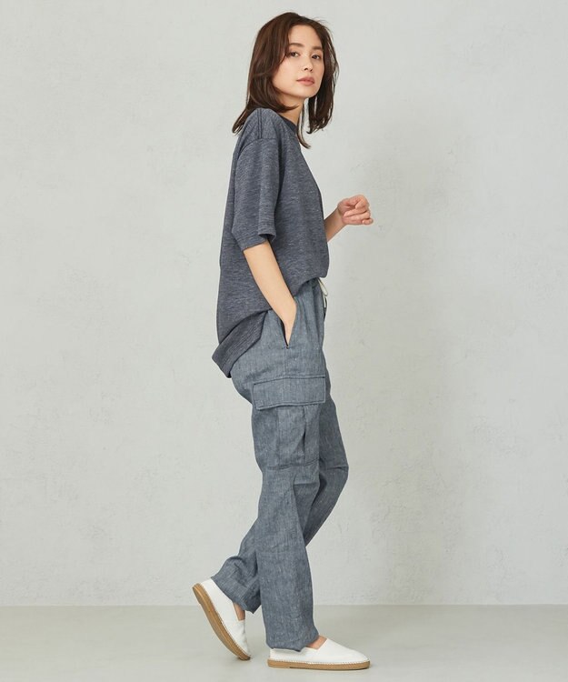 JOSEPH ABBOUD MOUNTAIN 【SPACE／UNISEX】リヨセルリネンシャンブレー パンツ ブルー系