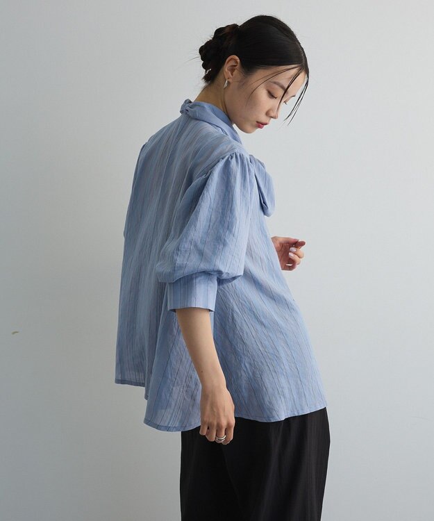 Green Parks ２ＷＡＹボウタイバルーンスリーブブラウス Sax