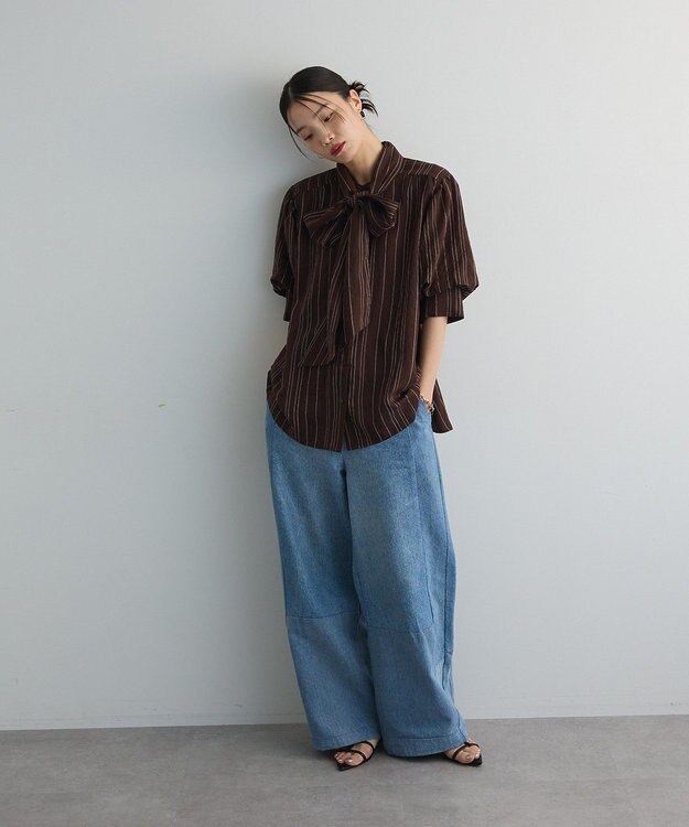 Green Parks ２ＷＡＹボウタイバルーンスリーブブラウス Brown