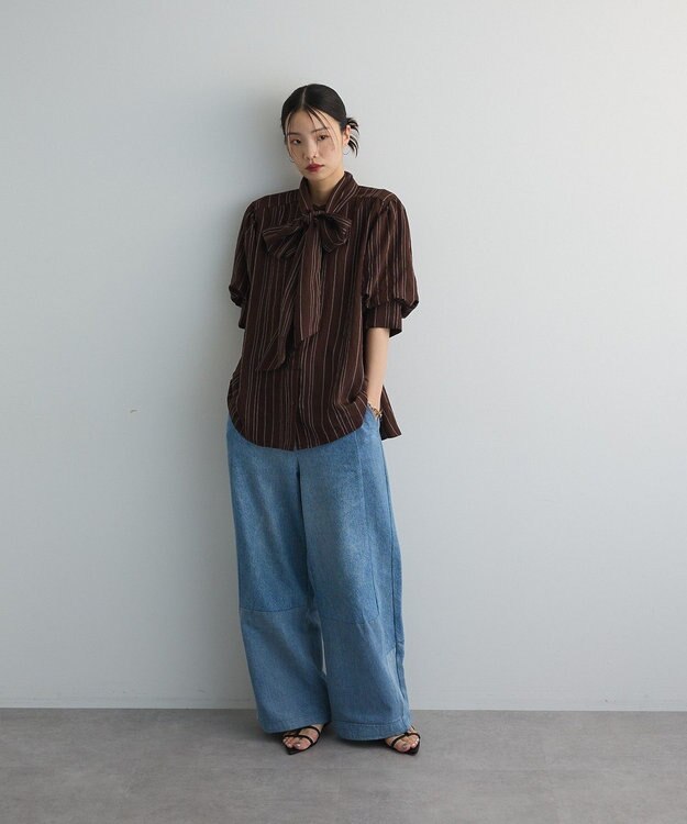 Green Parks ２ＷＡＹボウタイバルーンスリーブブラウス Brown