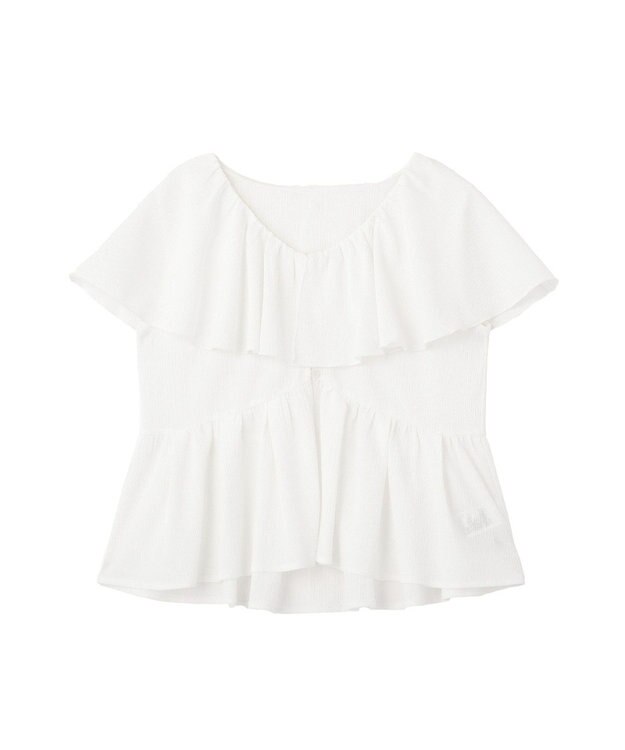 earth music&ecology ラッフルカラーペプラムカットブラウス Off White