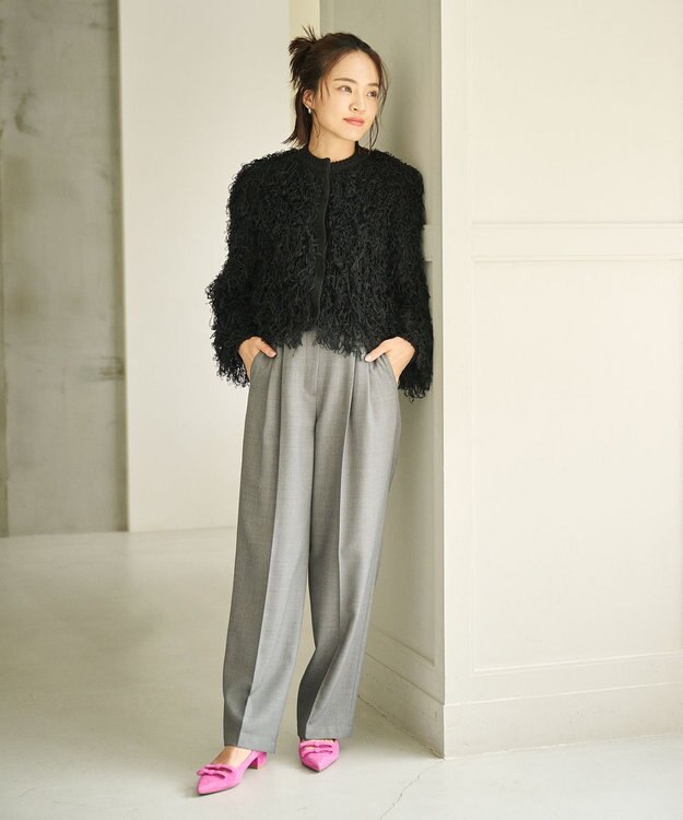 #Newans 2タックセンタープレスパンツ ライトグレー