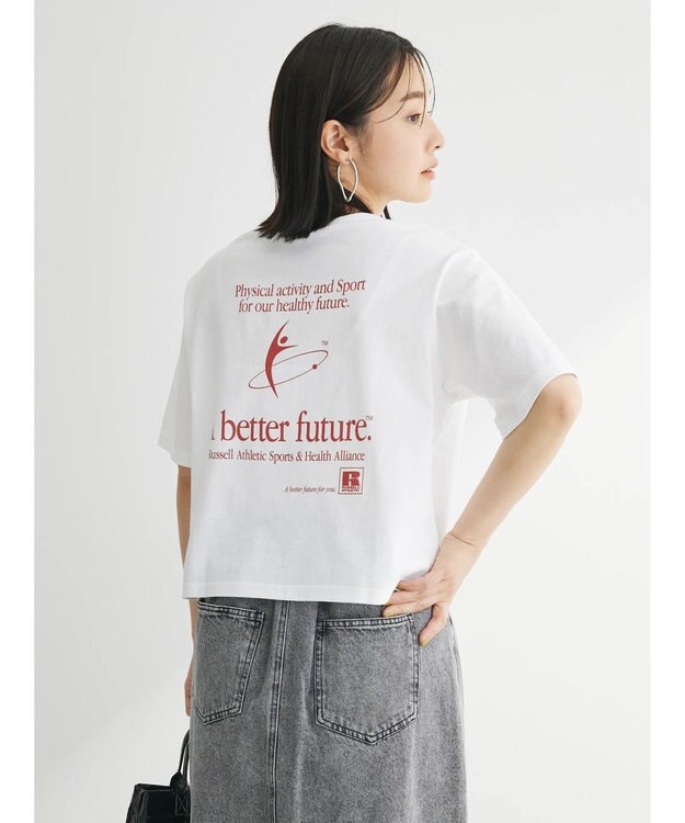 Green Parks ■別注ＲＵＳＳＥＬＬ　ＡＴＨＬＥＴＩＣ　ショート丈ｐｔＴ Off White