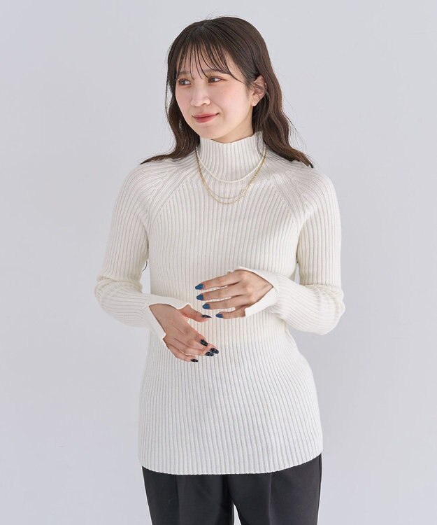 Green Parks ・Ｐｅｔｉｔ　Ｆｌｅｕｒ　ボトルネックリブニット Off White