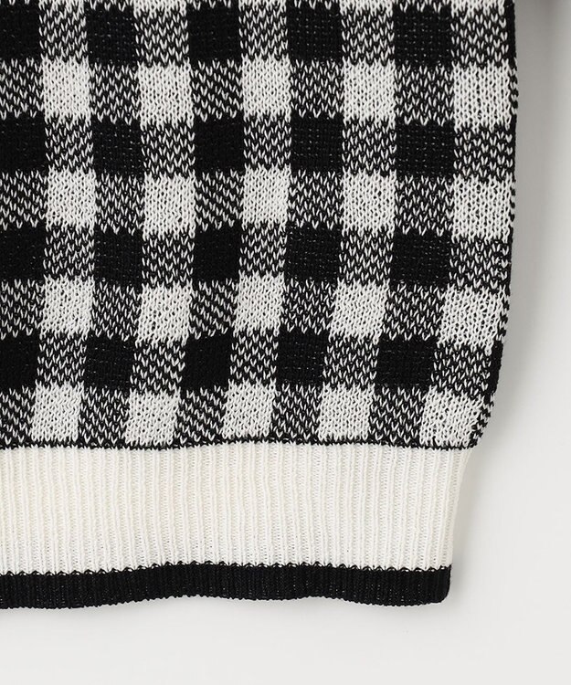 ANY KIDS ギンガム総柄ニット カーディガン ブラックギンガム