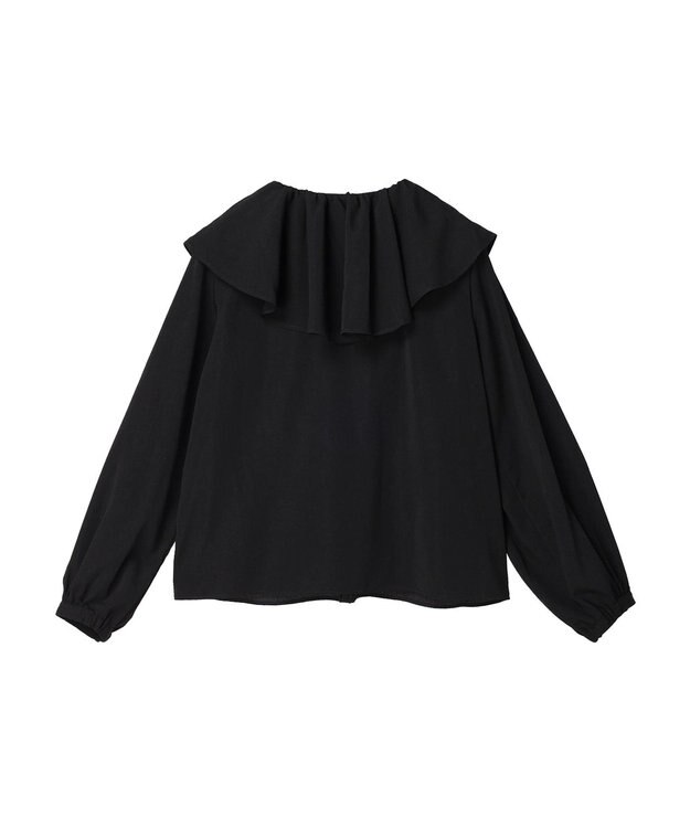 earth music&ecology ラッフルカラーブラウス Black