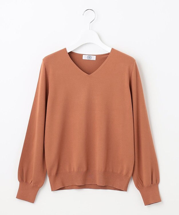 J.PRESS LADIES 【洗える】PRINCE Vネック ニット オレンジ系