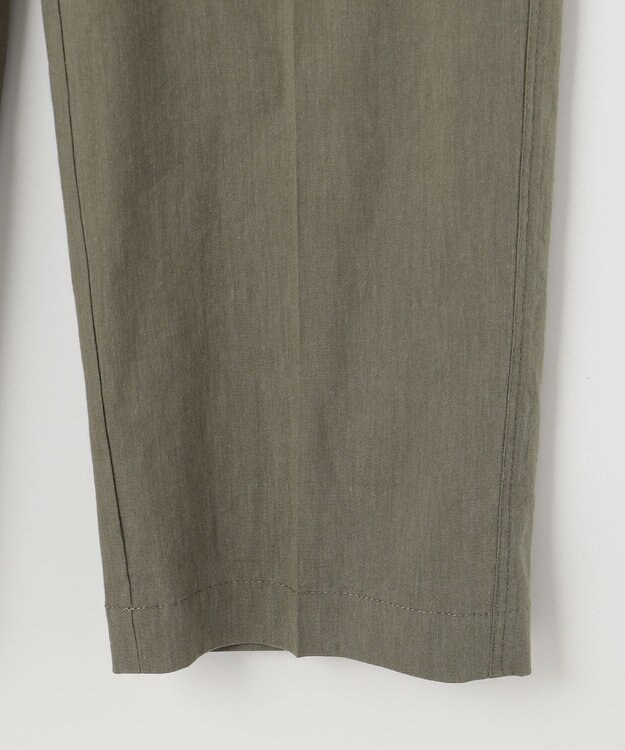 自由区 L 【洗える・ストレッチ素材】リネンヴィスコース ストレッチ カーゴパンツ カーキ系