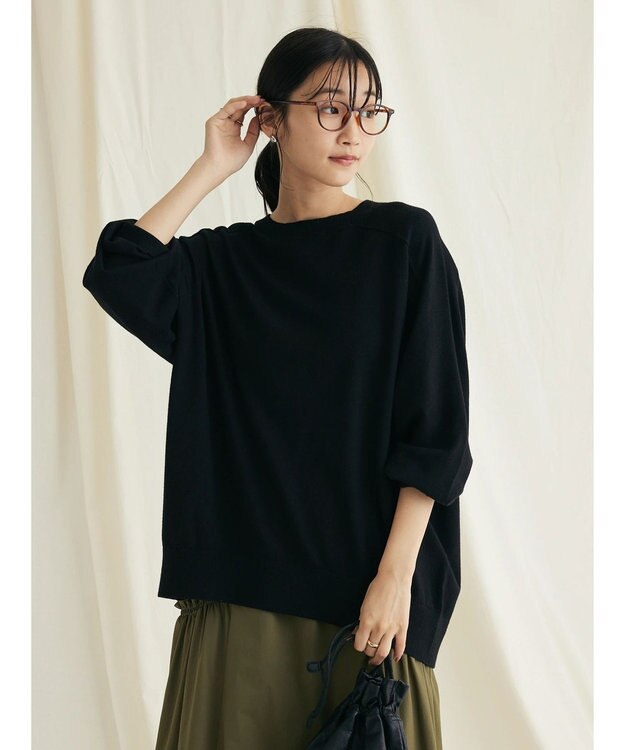 CRAFT STANDARD BOUTIQUE とてもちクルーネックニットプルオーバー Black