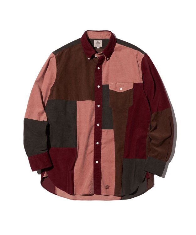 J.PRESS MEN コーデュロイパッチワークシャツ ワイン系9