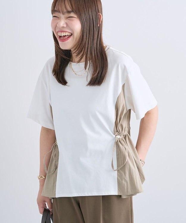 Green Parks 異素材ドッキングプルオーバー White