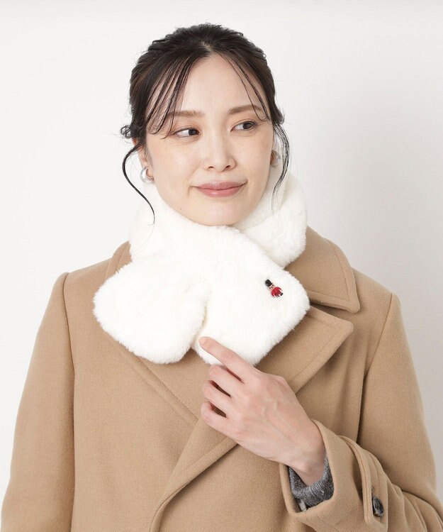 MOONBAT MACKINTOSH PHILOSOPHY(マッキントッシュ フィロソフィー）バッキンガムベア フェイクファー プチマフラー オフホワイト