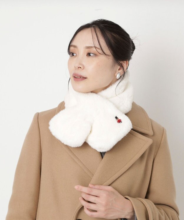 MOONBAT MACKINTOSH PHILOSOPHY(マッキントッシュ フィロソフィー）バッキンガムベア フェイクファー プチマフラー オフホワイト