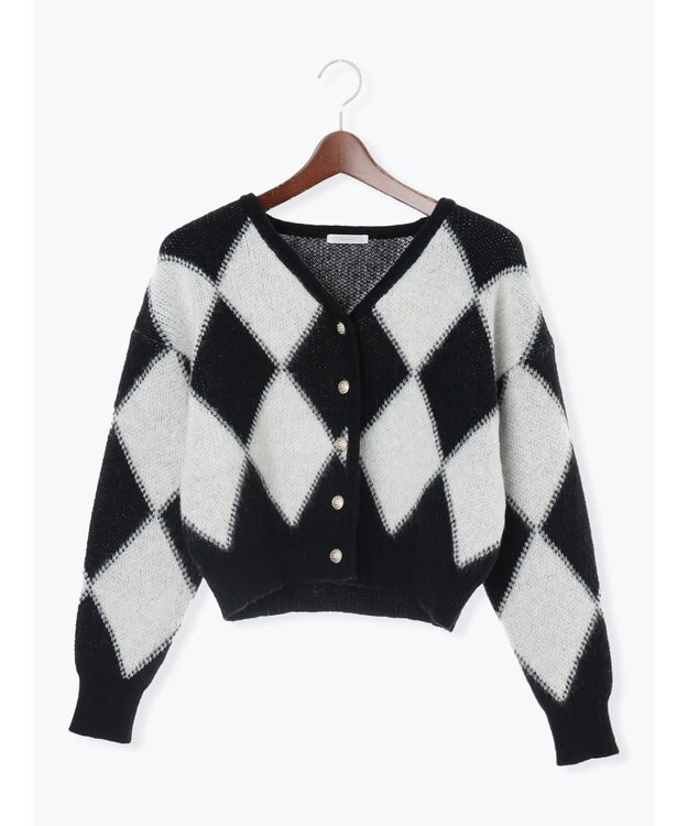 Te chichi アーガイルジャガードVネックカーディガン オフホワイト