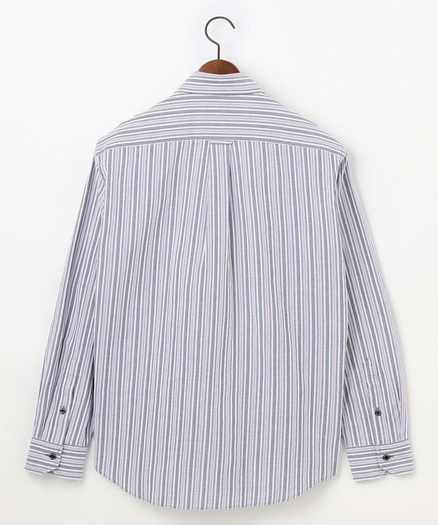 JOSEPH ABBOUD 【キングサイズ・オーガニックコットン使用】 オーガニックコードストライプ シャツ ネイビー系1