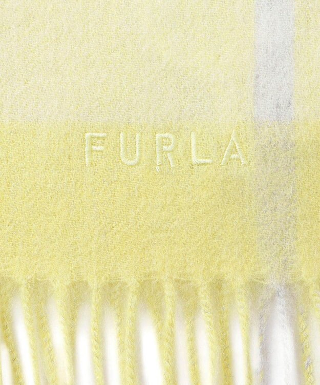 MOONBAT FURLA ウールブロックチェックラメストール/幅50cm レモンイエロー