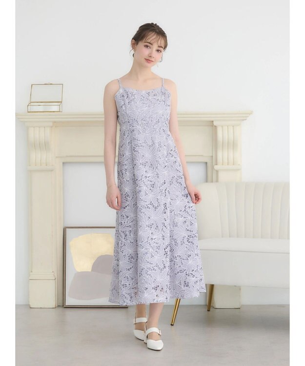 earth music&ecology ＳＥＴ２点　シアーブラウス＋レースキャミワンピース Lavender