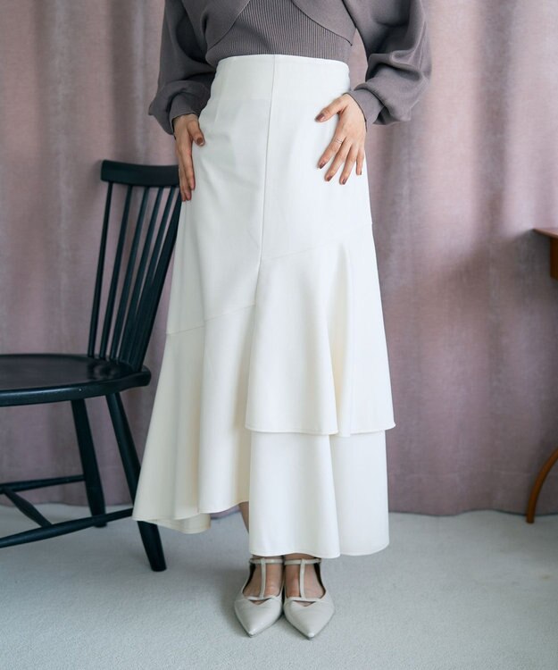 earth music&ecology ティアードイレヘムスカート Ivory