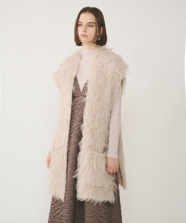 GRACE CONTINENTAL 起毛ニットベスト ベージュ