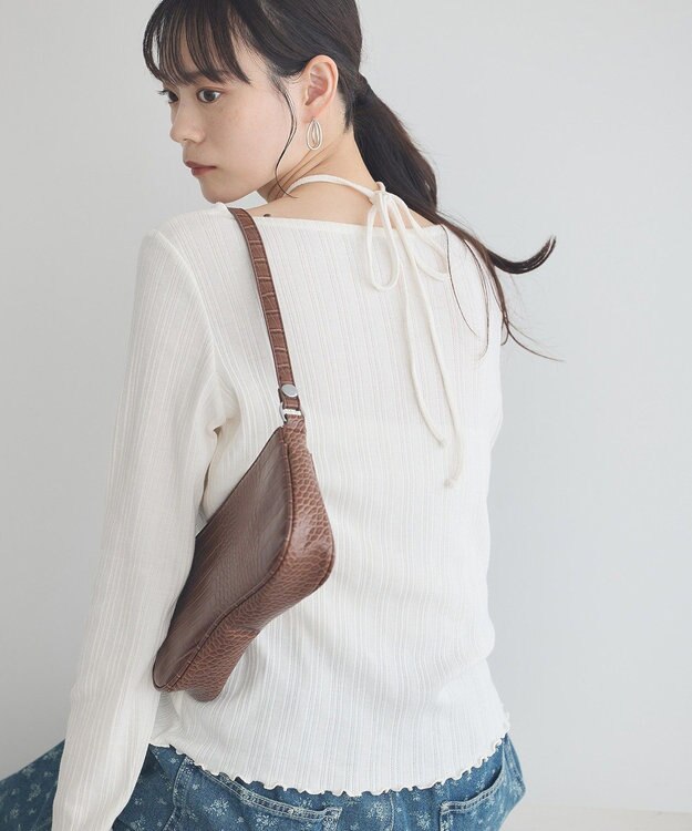 earth music&ecology チェーンリブホルターネックプルオーバー Ivory