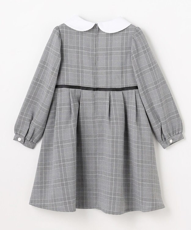 ANY KIDS 襟付き リボン 長袖ワンピース グレンチェック