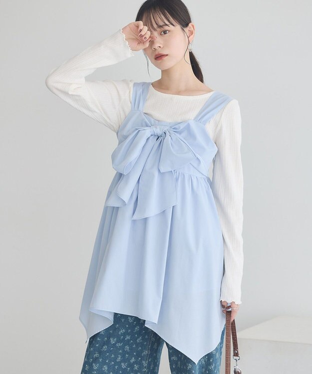 earth music&ecology チェーンリブホルターネックプルオーバー Ivory