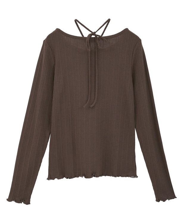 earth music&ecology チェーンリブホルターネックプルオーバー Brown