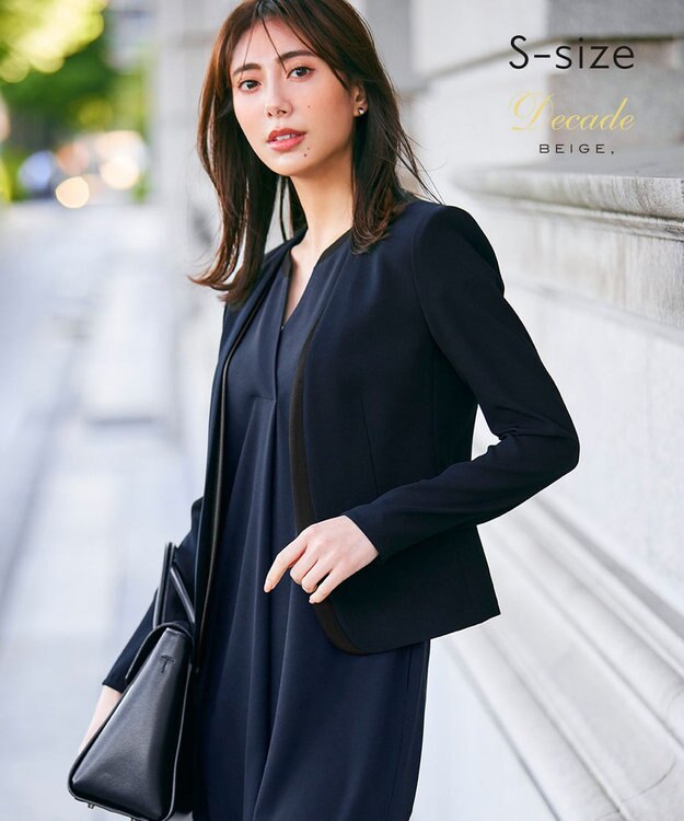 BEIGE， 【S-size】CINDY / ダブルカラージャケット Navy×Black