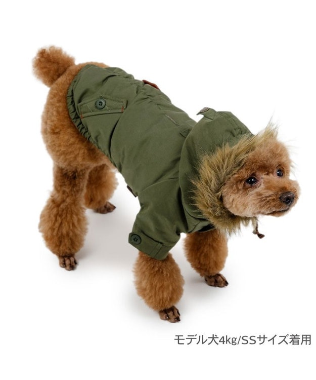 PET PARADISE ペットパラダイス 遠赤外線 モッズコート 小型犬 カーキ