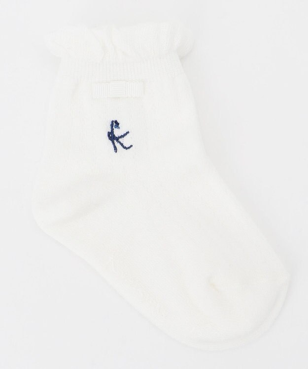 組曲 KIDS 【13~24cm】リボン付シンプル ショートソックス アイボリー系