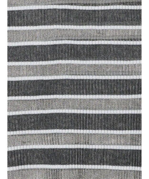 Te chichi シアーマルチボーダーハーフスリーブニット グレー