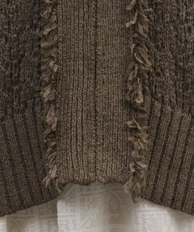 GRACE CONTINENTAL zipミドルニットカーディガン ブラウン