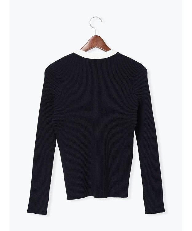 Te chichi リブVネックカーディガン ネイビー