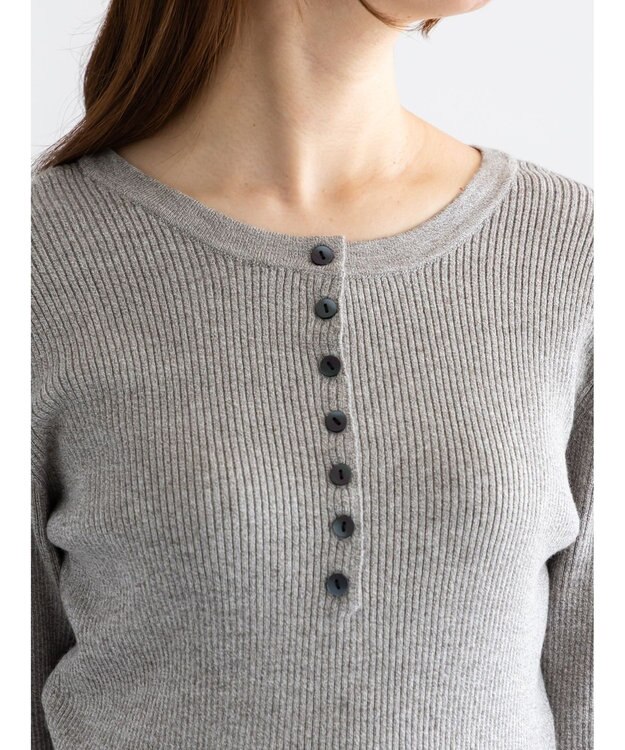 Te chichi ヘンリーネックマーブルニット グレー