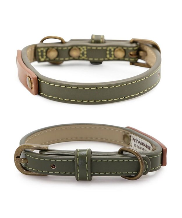PET PARADISE ペットパラダイス 合皮 首輪 《カーキ》 小型犬 S カーキ