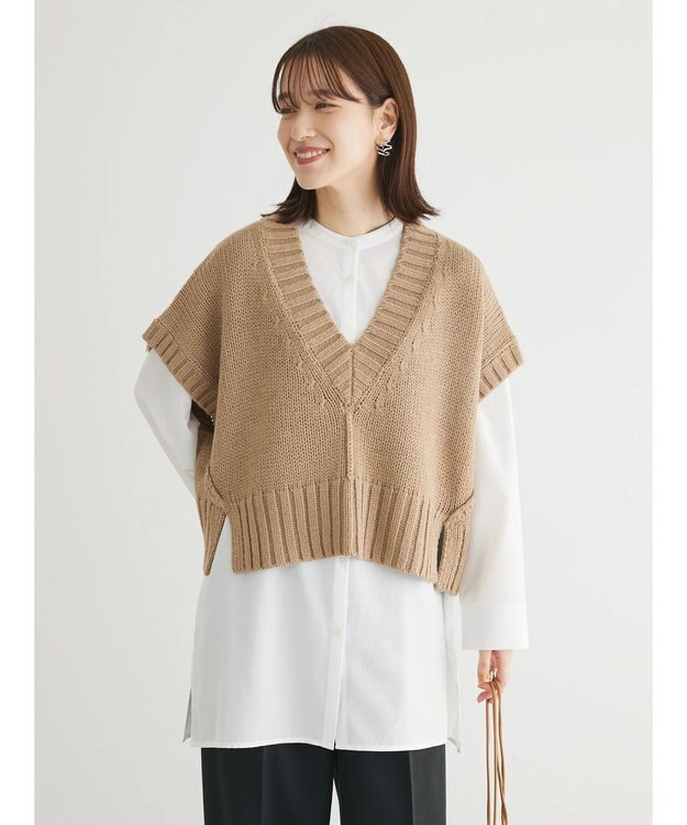 Green Parks ・ＳＵＧＡＲ　ＳＰＯＯＮ　ショートニットベスト Beige