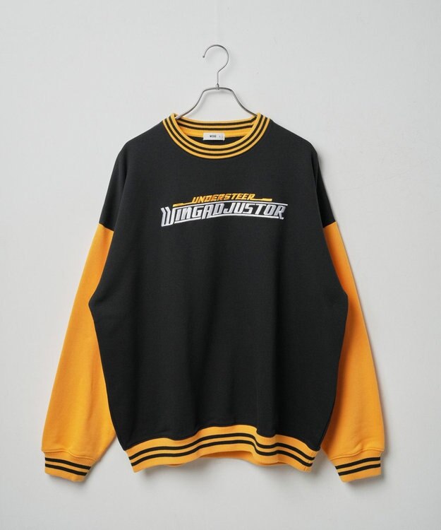 WEGO ヘビーウエイト刺繍バイカラープルオーバー ブラック