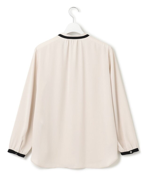 23区 L 【洗える】バックサテンアムンゼン リボン付き スキッパー ブラウス アイボリー系