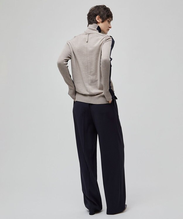 BEIGE， 【洗える】CINDY / ワイドタックパンツ Navy