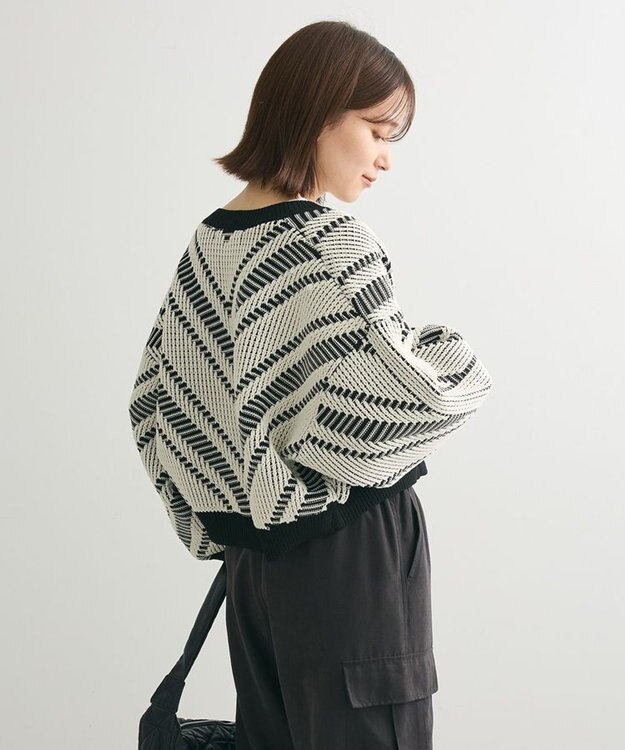 Green Parks ・ＥＬＥＮＣＡＲＥ　ＤＵＥ　ジャカードカーディガン Off White