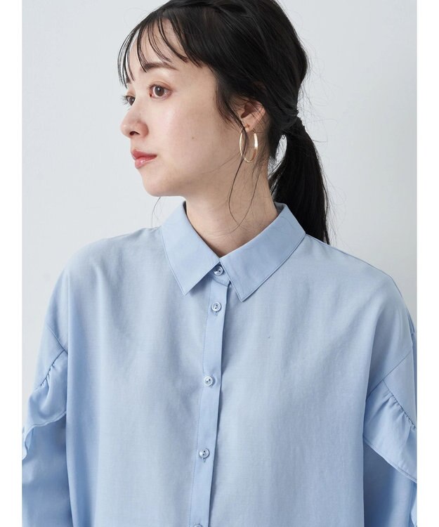 earth music&ecology フリルスリーブシャツ Sax