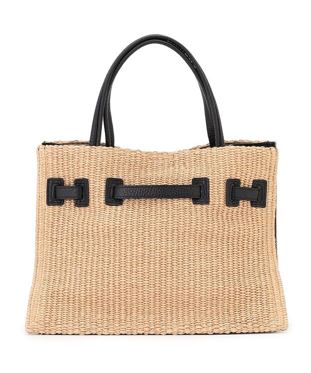23区 【先行予約】VIOLAd'ORO イタリアンラフィアシート ベルトデザイン 2WAYトートバッグ ベージュ系