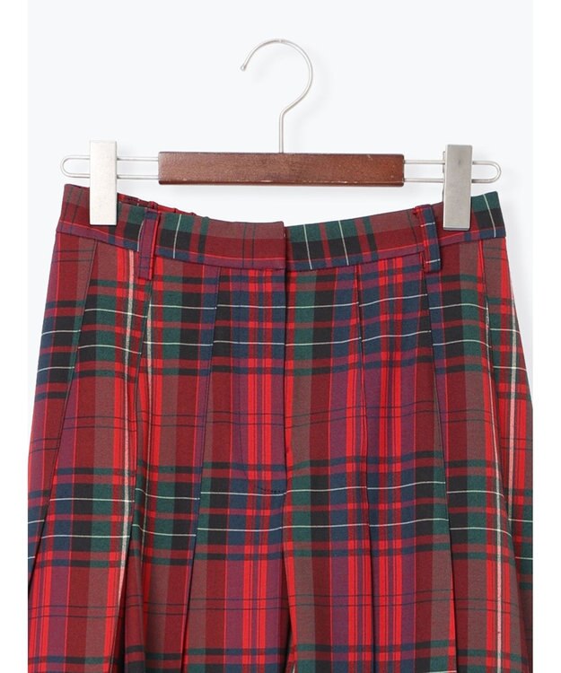 Te chichi チェックアソートロングプリーツスカート レッド