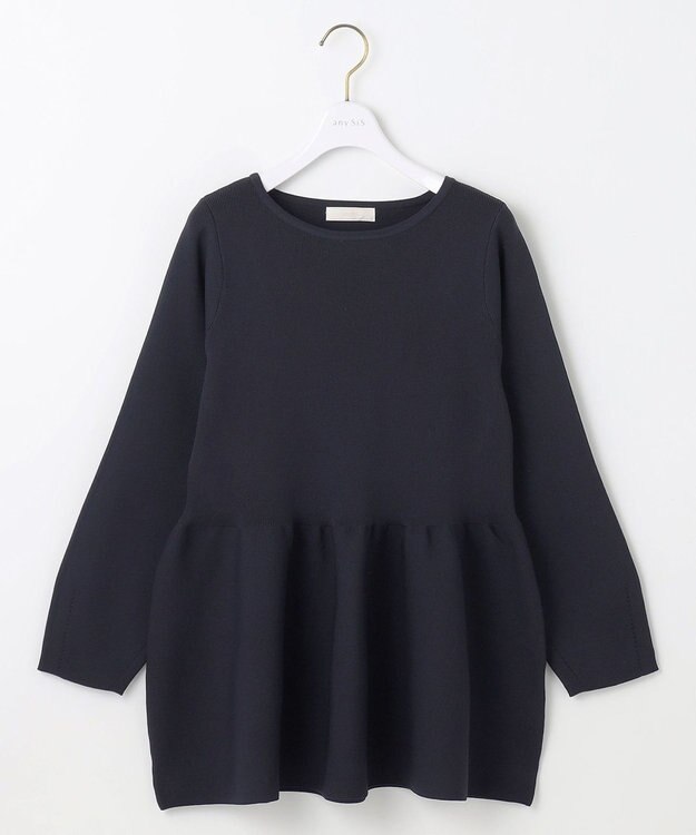 ANY SIS 【洗える】スポンディッシュペプラム ニット ネイビー