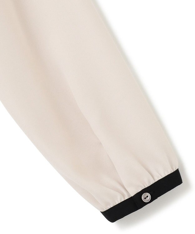 23区 L 【洗える】バックサテンアムンゼン リボン付き スキッパー ブラウス アイボリー系