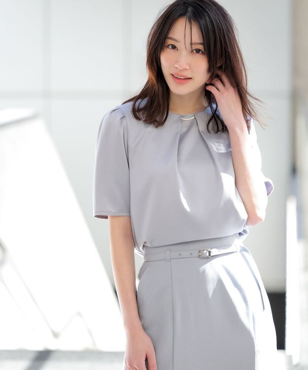 ANY SIS 【2WAY】サテン ブラウス ライトグレー