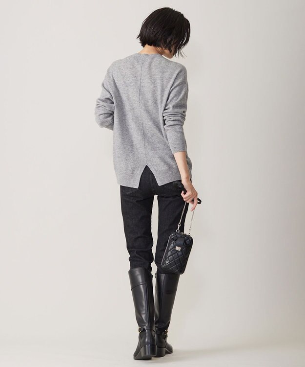 J.PRESS LADIES L 【洗える】CASHMERE BLEND Vネック ニット ライトグレー系